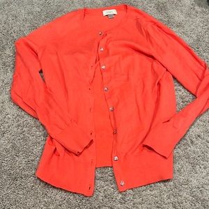 LOFT coral cardigan with sparkle buttons. Size small.